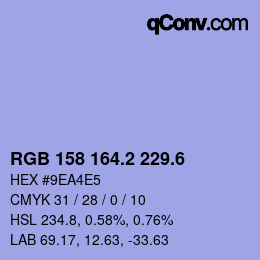 カラーコード: RGB 158 164.2 229.6 | qconv.com