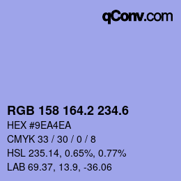 カラーコード: RGB 158 164.2 234.6 | qconv.com