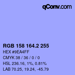 Color code: RGB 158 164.2 255 | qconv.com