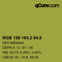 カラーコード: RGB 158 164.2 64.6 | qconv.com