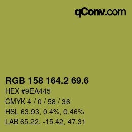 カラーコード: RGB 158 164.2 69.6 | qconv.com
