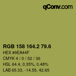 カラーコード: RGB 158 164.2 79.6 | qconv.com