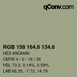 カラーコード: RGB 158 164.6 134.6 | qconv.com