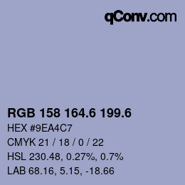 カラーコード: RGB 158 164.6 199.6 | qconv.com