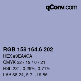 カラーコード: RGB 158 164.6 202 | qconv.com