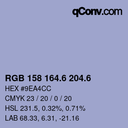 カラーコード: RGB 158 164.6 204.6 | qconv.com