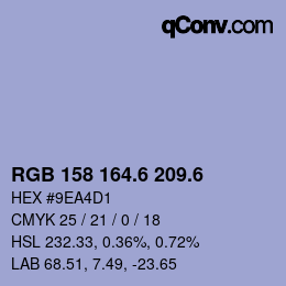 カラーコード: RGB 158 164.6 209.6 | qconv.com
