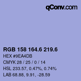 カラーコード: RGB 158 164.6 219.6 | qconv.com
