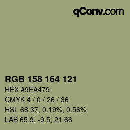 Farbcode: RGB 158 164 121 | qconv.com