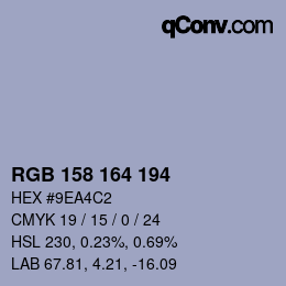 颜色代码: RGB 158 164 194 | qconv.com