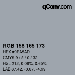 Color code: RGB 158 165 173 | qconv.com
