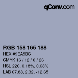 Color code: RGB 158 165 188 | qconv.com