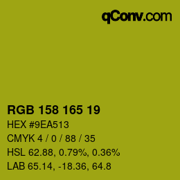 カラーコード: RGB 158 165 19 | qconv.com