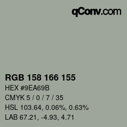 颜色代码: RGB 158 166 155 | qconv.com