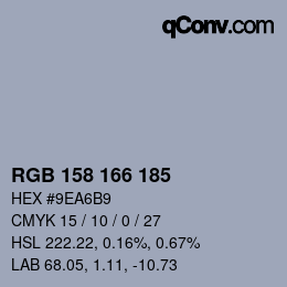 Color code: RGB 158 166 185 | qconv.com