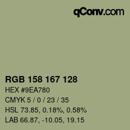 カラーコード: RGB 158 167 128 | qconv.com