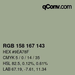 カラーコード: RGB 158 167 143 | qconv.com