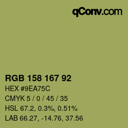 カラーコード: RGB 158 167 92 | qconv.com