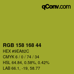 颜色代码: RGB 158 168 44 | qconv.com