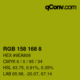 Color code: RGB 158 168 8 | qconv.com