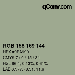 カラーコード: RGB 158 169 144 | qconv.com