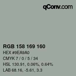 Color code: RGB 158 169 160 | qconv.com
