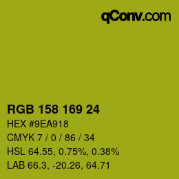カラーコード: RGB 158 169 24 | qconv.com