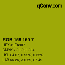Color code: RGB 158 169 7 | qconv.com