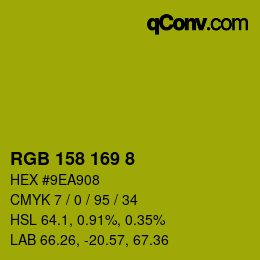Color code: RGB 158 169 8 | qconv.com