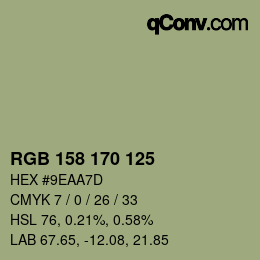 Código de color: RGB 158 170 125 | qconv.com