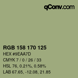 Código de color: RGB 158 170 125 | qconv.com