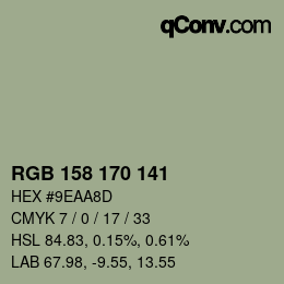 Farbcode: RGB 158 170 141 | qconv.com