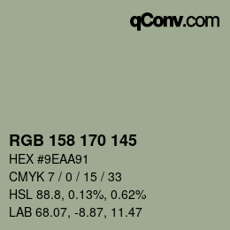 Color code: RGB 158 170 145 | qconv.com