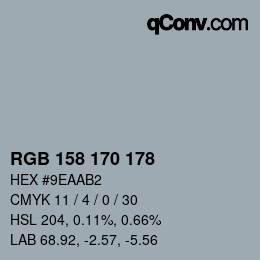 Código de color: RGB 158 170 178 | qconv.com