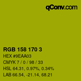 カラーコード: RGB 158 170 3 | qconv.com