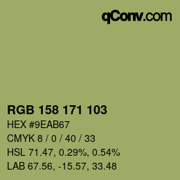 カラーコード: RGB 158 171 103 | qconv.com