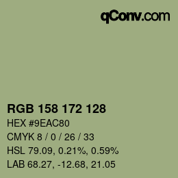 カラーコード: RGB 158 172 128 | qconv.com