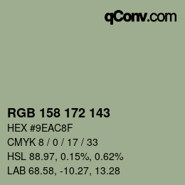カラーコード: RGB 158 172 143 | qconv.com