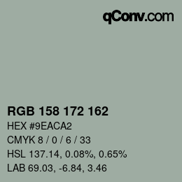 Color code: RGB 158 172 162 | qconv.com