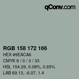 カラーコード: RGB 158 172 166 | qconv.com