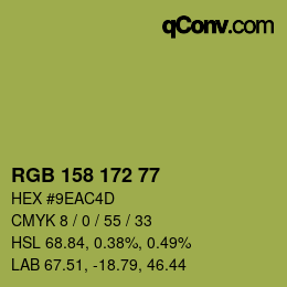 カラーコード: RGB 158 172 77 | qconv.com