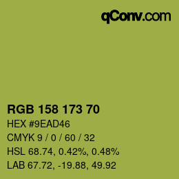Código de color: RGB 158 173 70 | qconv.com