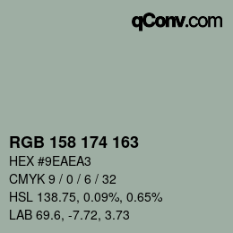 Color code: RGB 158 174 163 | qconv.com