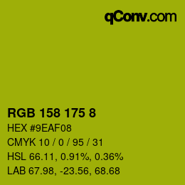 カラーコード: RGB 158 175 8 | qconv.com