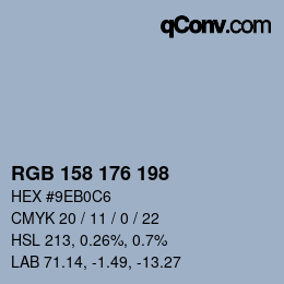 Color code: RGB 158 176 198 | qconv.com