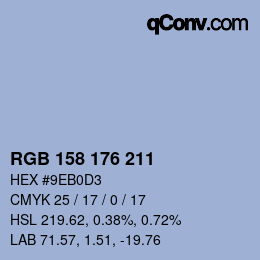 Farbcode: RGB 158 176 211 | qconv.com
