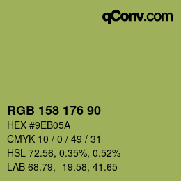 Color code: RGB 158 176 90 | qconv.com