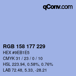 Color code: RGB 158 177 229 | qconv.com
