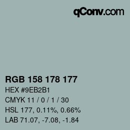 カラーコード: RGB 158 178 177 | qconv.com