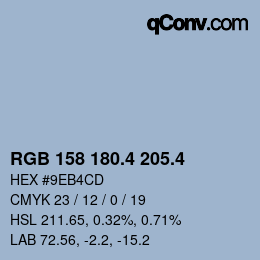 カラーコード: RGB 158 180.4 205.4 | qconv.com